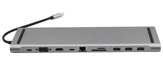 KYL-8246824 USB-C Docking Station with HDMI 4K PD Ethernet and Support for 2 Monitors Gray