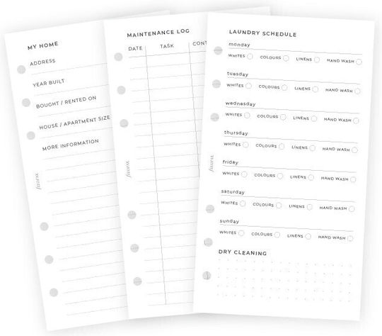 Filofax Ημερήσιο Ανταλλακτικό Ημερολογίου Household Planner Λευκό
