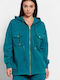Women's Sweatshirt Jacket Hooded Green