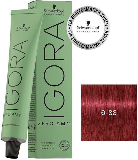 Schwarzkopf Igora Βαφή Μαλλιών Χωρίς Αμμωνία 6-88 Ξανθό Σκούρο Έντονο Κόκκινο 60ml