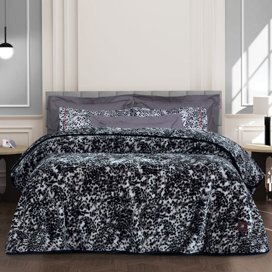 Greenwich Polo Club 3434 Velvet Blanket Super Double 220x240cm Gray - Black