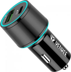 Yenkee Car Charger with Ports 1xUSB-A 1xType-C
