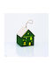Hanging Little House Ornament Illuminated Felt Green 8x8x8cm