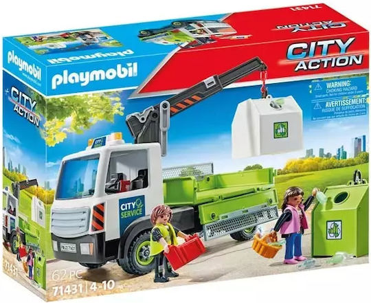 Playmobil Stadt Aktion Fahrzeug zur Sammlung von Glasrecyclingbehältern für 4-10 Jahre