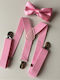 TakTakBaby Kids Suspenders Set with Tie with 3 Clips Pink