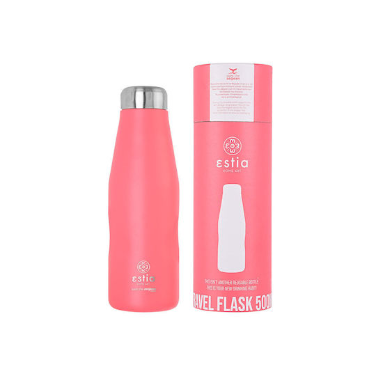Estia Travel Flask Save the Aegean Ανακυκλώσιμο Μπουκάλι Θερμός Ανοξείδωτο BPA Free 500ml Fusion Coral