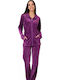 Lydia Creations Winter Women's Pyjama Set Velvet Purple