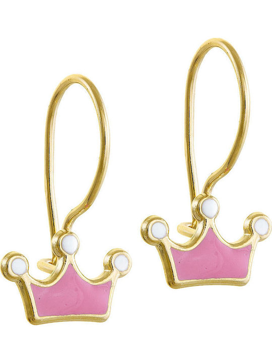Papoulidis Jewellery Детски Обеци Studs Коронки от Злато 9K Розов