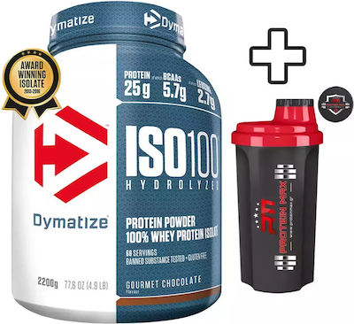 Dymatize ISO 100 Hydrolyzed + PM Superhero Shaker 500ML Πρωτεΐνη Ορού Γάλακτος Χωρίς Γλουτένη με Γεύση Gourmet Chocolate 2.264kg