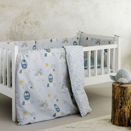 Nima Cotton Baby Quilt Happy Pingui 100x140cm Light Blue