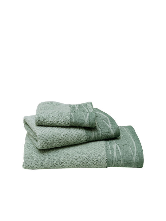 Anna Riska 3pc Bath Towel Set Nefeli 30x50cm. Mint Weight 600gr/m²