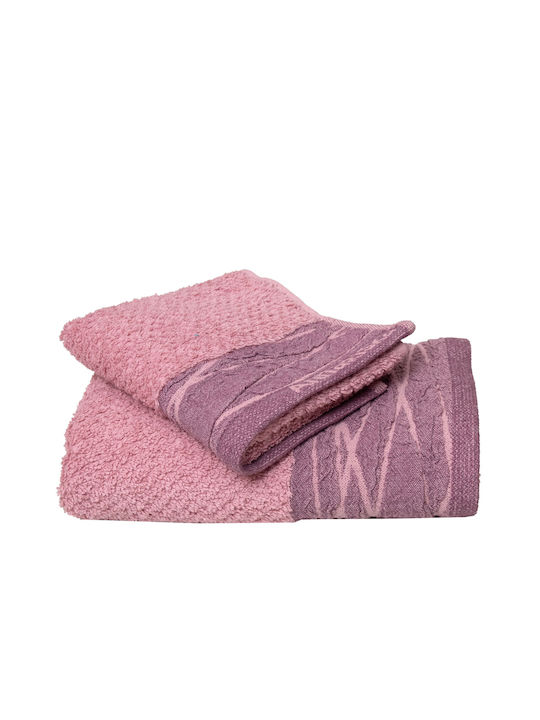 Anna Riska Σετ Πετσέτες Μπάνιου 3τμχ Nefeli 30x50εκ. Lilac Pink Βάρους 600gr/m²