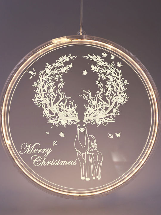 Aca Iluminată De Crăciun Plastică Figurină Semnează Albă Lungime 21cm. 3d Acrylic Reindeer