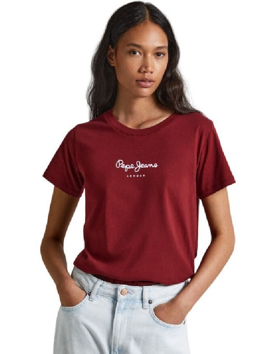 Pepe Jeans E1 Women's T-shirt Burgundy
