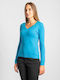 InShoes Women's Long Sleeve Sweater with V Neckline Blue