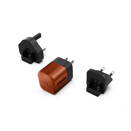 Energizer Energizer Handyladegerät Ohne Kabel GaN mit USB-C Ausgangsanschluss 20W Stromlieferung Walnut Burl (A20MU)