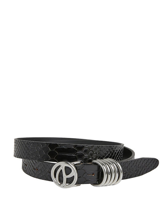 Athena Snake Leather Women's Belt Black