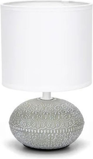 Aigostar Ceramic Table Lamp for Socket E14 with White Shade and Gray Base