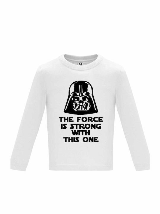 Bluză pentru copii Cu mânecă lungă Albă The Force Is Strong With This One, Star Wars