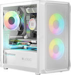 Logic Portos ARGB Mini Tower Computer Case with Window Panel White