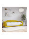 Sofa Bed Single Upholstered with Fabric Yellow with Slats for Mattress 80x200cm