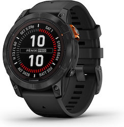 Garmin fenix 7 Pro Solar 47mm Αδιάβροχο Smartwatch με Παλμογράφο (Slate Gray with Black)