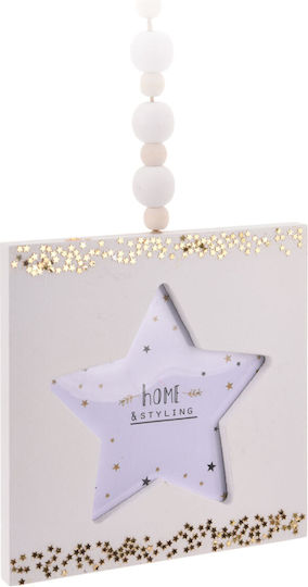 Koopman Weihnachtlicher Dekorativer Anhänger Stern Holz Weiß 1Stück