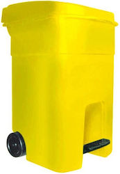 Cyclops Plastic Coș de gunoi Deșeuri Coșuri de gunoi cu roți cu Pedală 80lt Galbenț