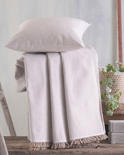 Rythmos Matis Three-Seater Sofa Throw Jacquard 180x280cm 2 Sides Beige