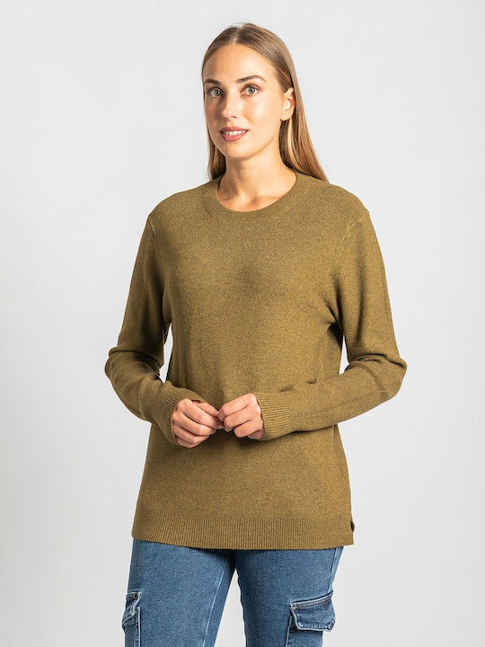 InShoes Women's Long Sleeve Sweater Khaki