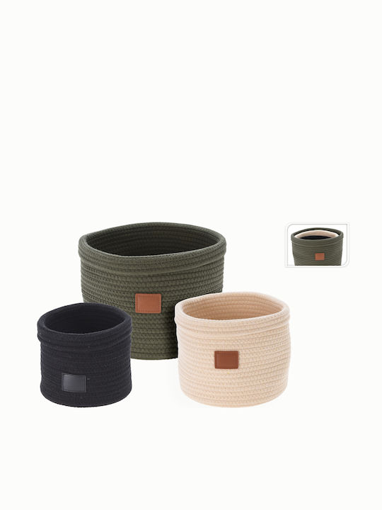 JK Home Decoration Set Decorative Baskets Fabric with Handles Multicolour 3 Pieces