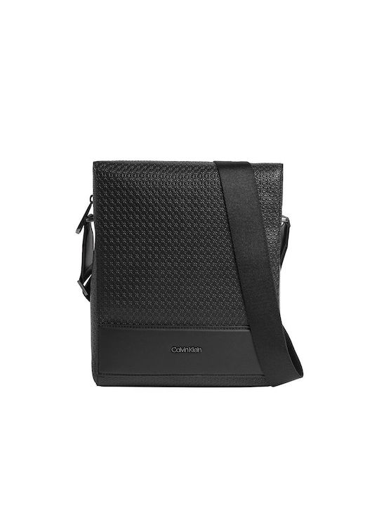 Calvin Klein Shoulder / Crossbody Bag Minimalism Reporter Mono with Zipper & Internal Compartments Black 21x5x27cm