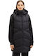 Lang Damen Ärmellos Puffer Jacke für Winter Schwarz
