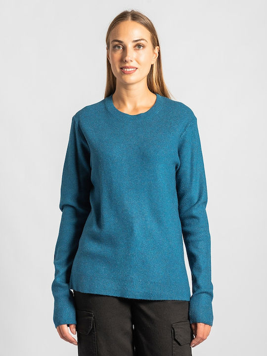 InShoes Women's Long Sleeve Sweater Blue