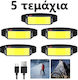Ideahellas Rechargeable Headlamp LED IP64 with Maximum Brightness 1600lm 5pcs Black