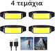 Ideahellas Rechargeable Headlamp LED IP64 with Maximum Brightness 1600lm 4pcs Black