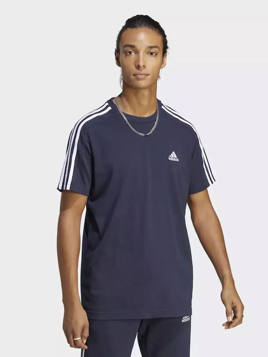 Adidas Essentials Single Jersey 3-stripes Ανδρικό T-shirt Κοντομάνικο Μαύρο