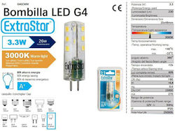 Extrastar LED Bulb 3.3W for Socket G4 Warm White Extrastar LED Bulb 3.3W for Socket G4 Warm White