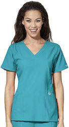 WonderWink W123 V-neck Women's Turquoise Medical Blouse