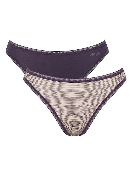 Sloggi Women's Cotton Slip Purple/Embryme 2Pack