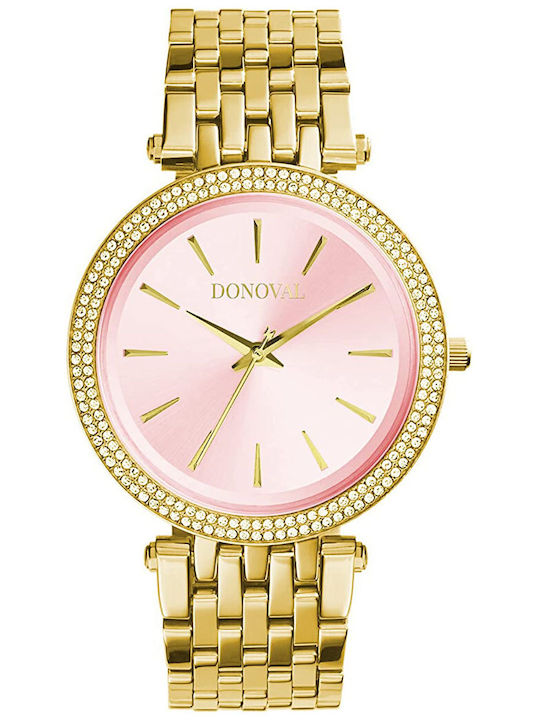 Donoval Γυναικείο Ρολόι 39mm Μπαταρίας με Χρυσό Μεταλλικό Μπρασελέ