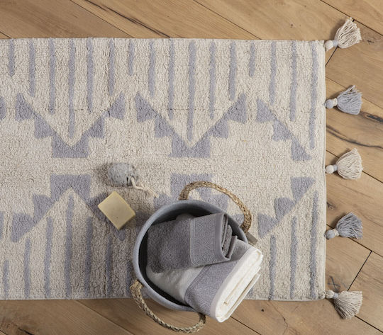 Nef-Nef Homeware Бански килим Памук Правоъгълена Kleran 034007 Сив 60x90бр
