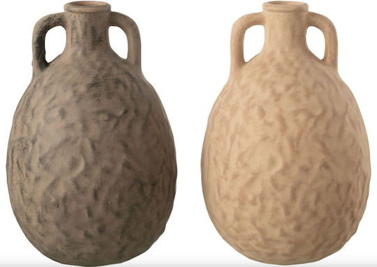 J-Line Σετ Βάζα Κεραμικά Καφέ Φ18xΥ30cm 2τμχ