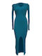 Fashion Vibes Maxi Kleid mit Schlitz Blau