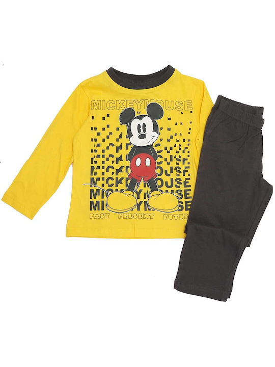 Disney Mickey Mouse Set Top & Bottom Kids Cotton Pyjamas Yellow