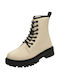 Les Arlesiennes Women's Medium Heel Combat Boots Beige