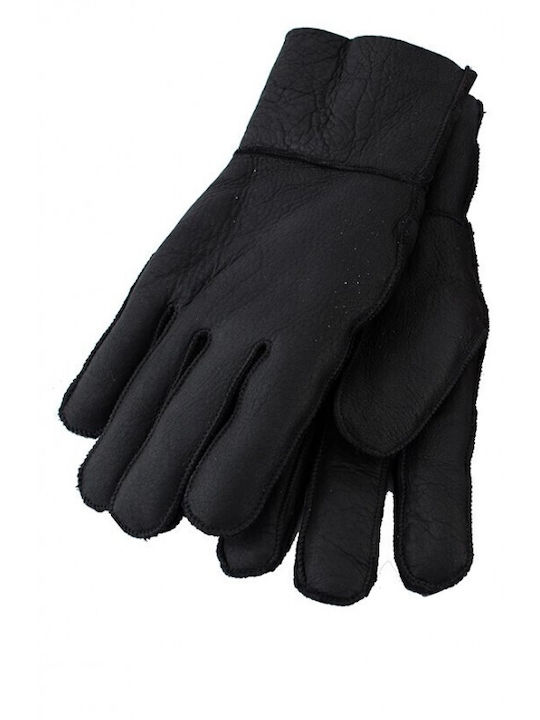 Men's Infinity M-GLOV-FUR-BRWN-523 Men's leather mouton gloves M-GLOV-FUR-BRWN-523 Black