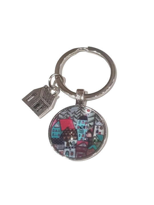 Keyring Art "The Neighborhood" Metal and Liquid Glass