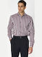 Long-sleeved Cotton Shirt Striped Purple