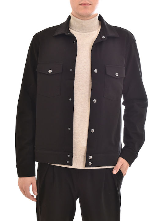 Vittorio Artist Herrenhemd Overshirt Langärmelig Schwarz